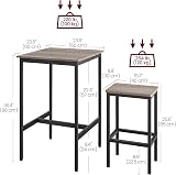 VASAGLE Bar Table and Chairs Set 2-Piece Space-Saving Heather Greige Ink Black view 3