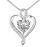 Alittlecare 925 Sterling Silver Necklace - Exquisite Silver Jewelry for Women - Heart Pendant Silver Necklace - Birthday, Anniversary, Valentine's Day Gift for Women, Wife, Mom, Girlfriend, Lady