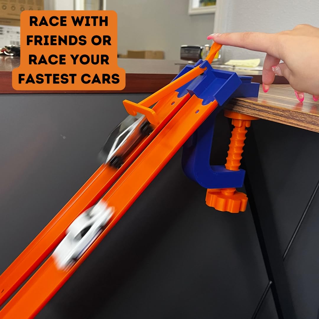 Starting Gate Compatible with Hot Wheels Racetracks | 2-Lane Starting Gate & Clamp for Toy Racetracks | Create Epic Racetracks | Made in USA (Starting Gate + Clamp Combo)