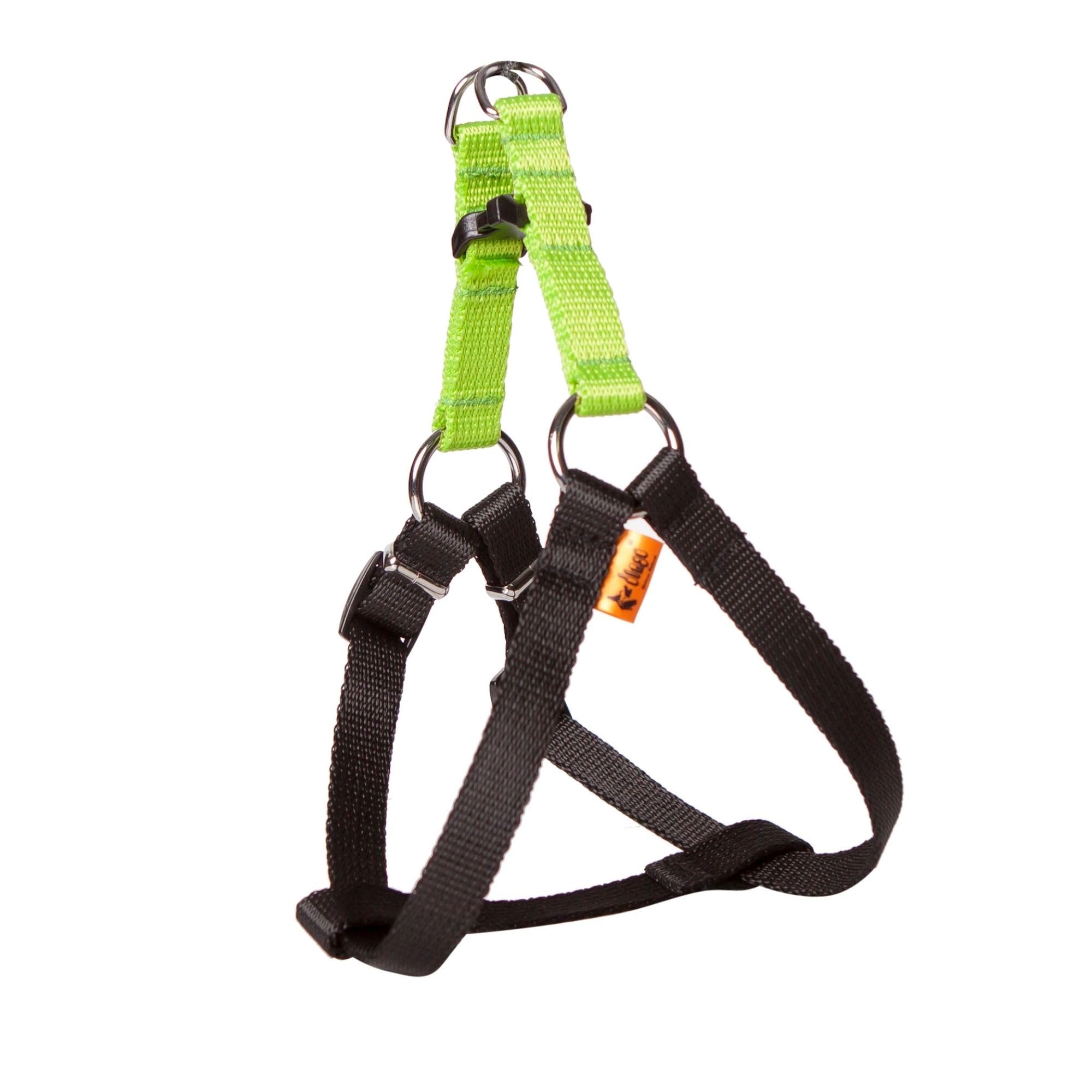 Dingo Dog Harness with Plastic Buckle Easy Wearing, Handmade of Material Green, Black Contrast 94608