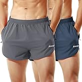 TENJOY Men's Running Shorts Gym Athletic Workout Shorts for Men 3 inch Sports Shorts with Zipper Pocket