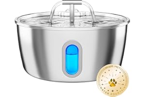 DIANU Cat Water Fountain Stainless Steel - 3.2L/108oz Pet Water Fountain for Cats Indoor - Automatic Pet Watering Dispenser (1 Filter)