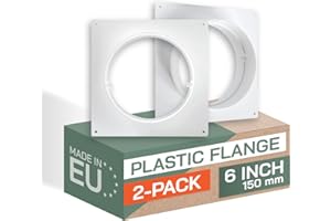 Vent Systems 6" Inch / 150 mm - Pack of 2 - Round Air Vent Duct Connector Flange - Plastic Air Supply, Exhaust Ducting Pipe C