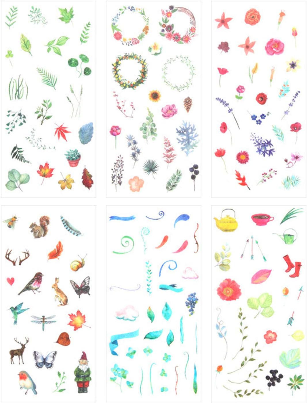 Washi Planner Sticker, Decorative Adhesive Sticker, Craft Scrapbooking Sticker Set for Diary, Album, Notebook, Bullet Journal, 12 Sheets/Pack (Natural Pattern)