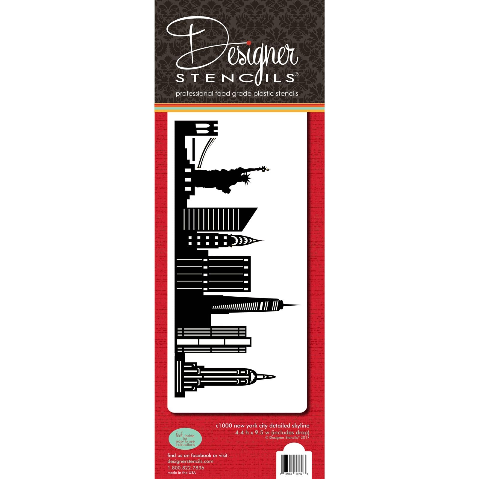 designer stencils New York City Detailed Skyline Cake Stencil Side C1000