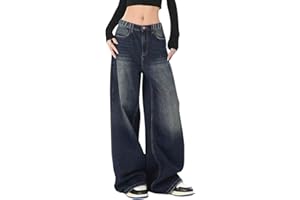 SHENHE Girl's Baggy Jeans Wide Leg Low Rise Y2k Elastic Waist Loose Jeans Denim Pants