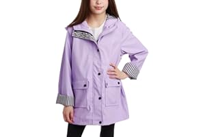 URBAN REPUBLIC Girls Rain Jacket - Wind Resistant Waterproof Slicker Shell Lightweight Kids Rain Coat with Pockets (7-16)