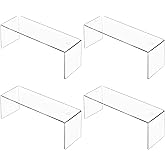 Aminigram 4 Packs Cabinet Organizer Shelf, Acrylic Kitchen Counter Shelves Organizer, Spice Rack for Dishes, Spices, Soda Cans and Bottles（12.4 x 4 x 4.6 inch）