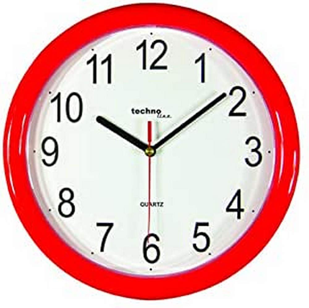 techno line WT 600 Wall Clock, Plastic, Red