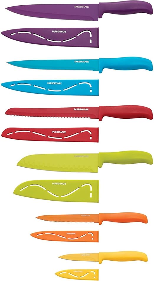 Amazon Com Farberware 12 Piece Non Stick Resin Cutlery Knife Set Multicolor Kitchen Dining