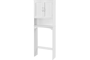 Yaheetech Over The Toilet Cabinet with Inner Adjustable Shelf, Double Door Bathroom Storage Organizer, Taller Wooden Free Sta