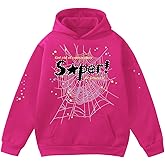 EMILYLE Y2K Spider Hoodie Cobweb Pattern Print Unisex Sweatshirt Men Women Graphic Outwear
