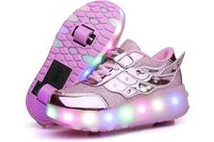 Nsasy Kids Roller Shoes Boy Girl Sneakers with Wheels Become Sport Sneaker with Led for Christmas Birthday Children Show Gift