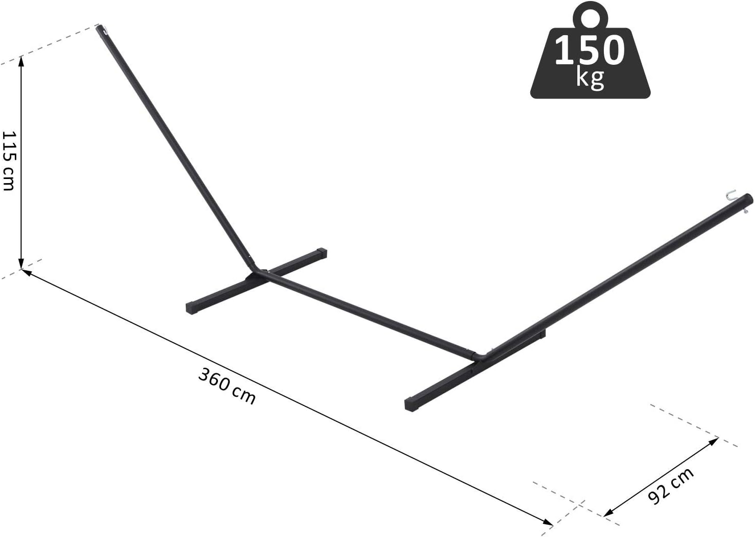 Outsunny 3.6m Extra-long Universal Hammock Stand Metal Frame Garden Camping Picnic Outdoor Patio Replacement - Stand Only - Image 3