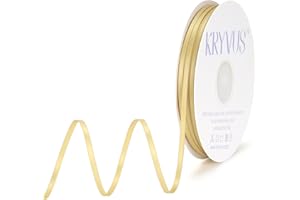 Kryvus Gold Ribbon - Satin Ribbon 1/8 inch x Continuous 100 Yards - Double Faced Thin Ribbon Prefect for Wedding Invitation Card, Gift Wrapping, Crafts, Christmas Ornaments