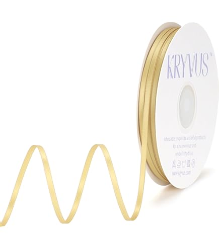 Reliant Nastro Satinato Oro Antico 3mm (1/8 Pollice) X 91 Metri (100 Yards) – Doppio Faccia In Poliestere Per Decorazioni E Confezioni - 3