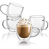 Sweese Clear Coffee Mugs - 8 oz Double Wall Glass Coffee Mugs Set of 4, Perfect for Espresso, Latte, Cappuccino