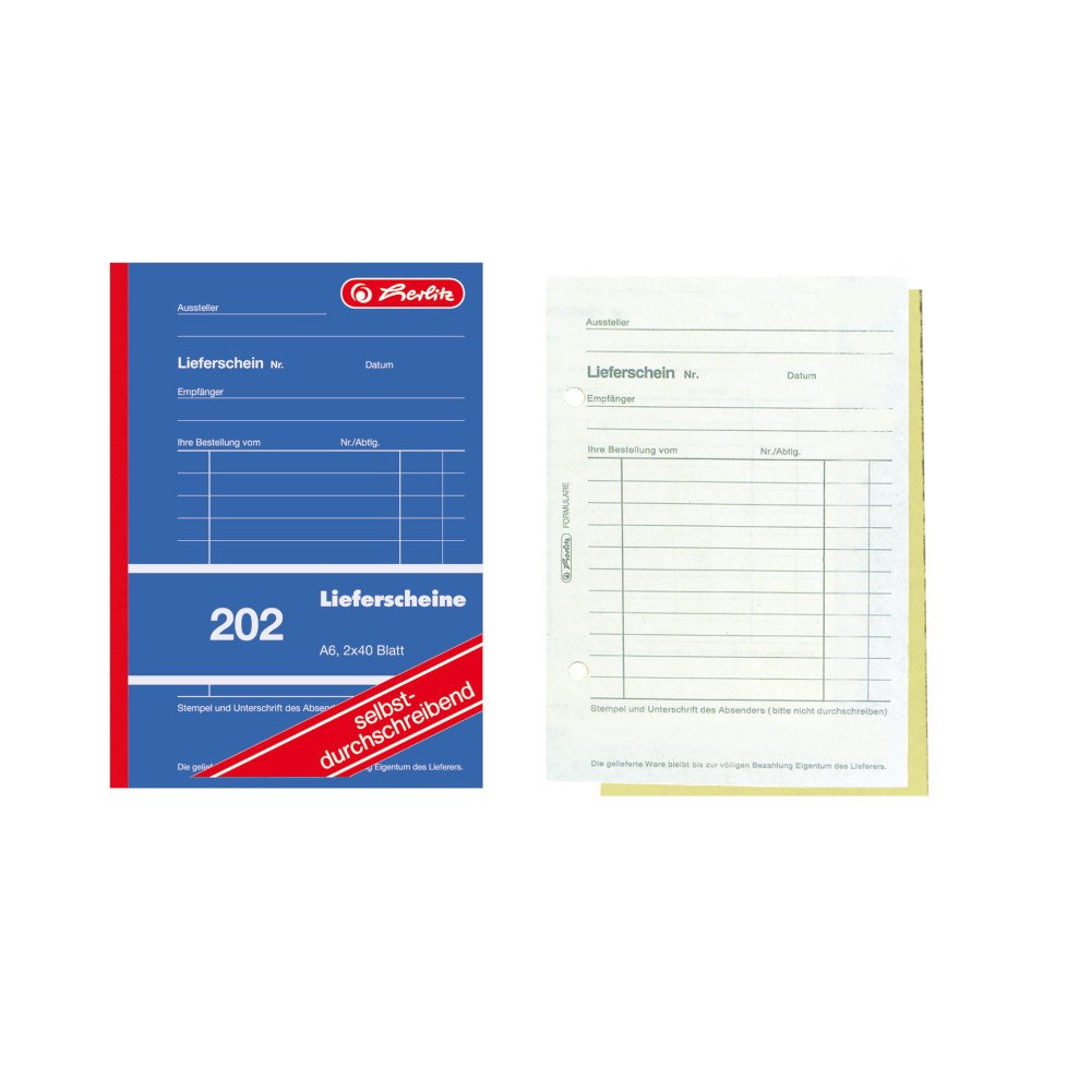 Herlitz 883553 2 x 40 Pages Carbonless Delivery Note Book A6, Pack of 5)