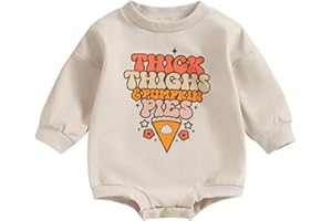 FOCUSNORM Thanksgiving Newborn Baby Girl Outfit Toddler Pumpkin Sweatshirt Romper Long Sleeve Onesie Infant Fall Clothes