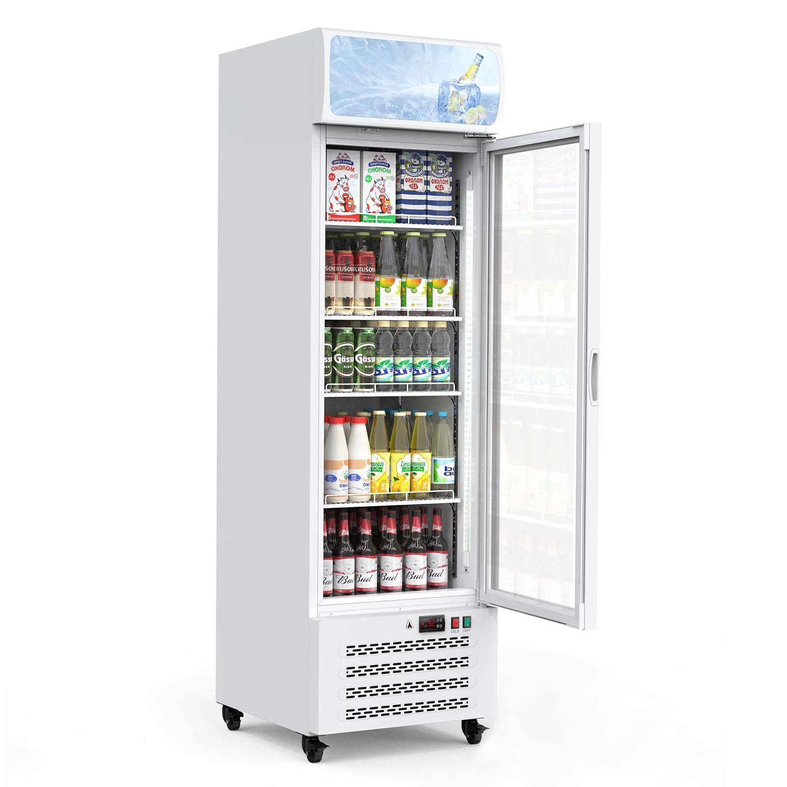 Photo 1 of **FACTORY SEALED***SECURE**BRAND NEW***
13.4 Cu.Ft Commercial Merchandiser Refrigerator, Commercial Refrigerators With Glass Door and Soft Led Light, Display Refrigerator Upright Fridge With 3 Adjustable Shelves for Shop, Restaurant, White