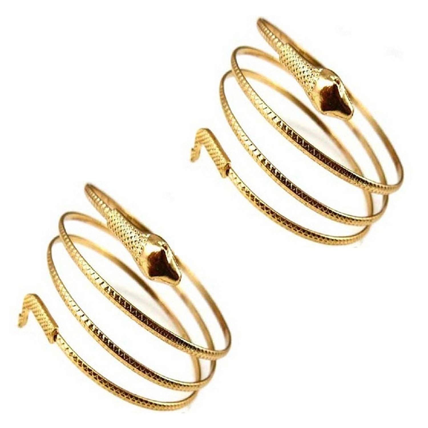 Z-synka 2 Pack Metal Snake Arm Cuffs Swirl Snake Bracelets,Adjustable Punk Metal Punk Fashion Coiled Snake Spiral Upper Arm Cuff Armlet Armband Bangle Bracelet