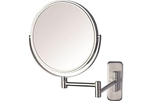 JERDON 8-Inch Two-Sided Swivel Wall Mount Mirror - Makeup Mirror with 8X Magnification & 13.5 inch Wall Extension - Nickel Finish - Model JP7808N