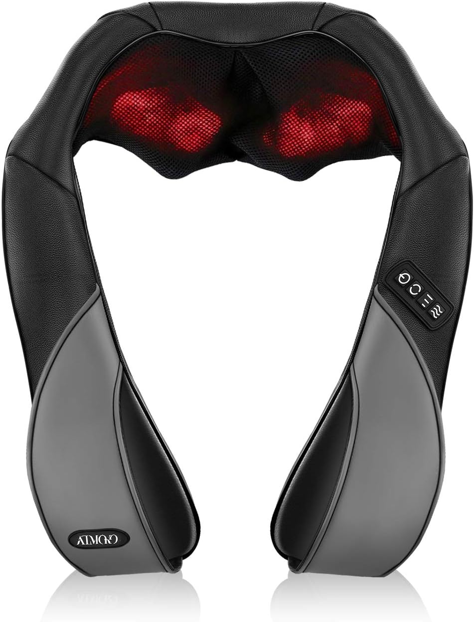 ELLESYE Shiatsu Masajeador Cervical,Masajeador de Cuello y Hombros de Calor Infrarrojos e Intensidad Regulable con 8 Nodos para Cuello Hombros Espalda Piernas,Masajeador Electrónico Alivio Dolores