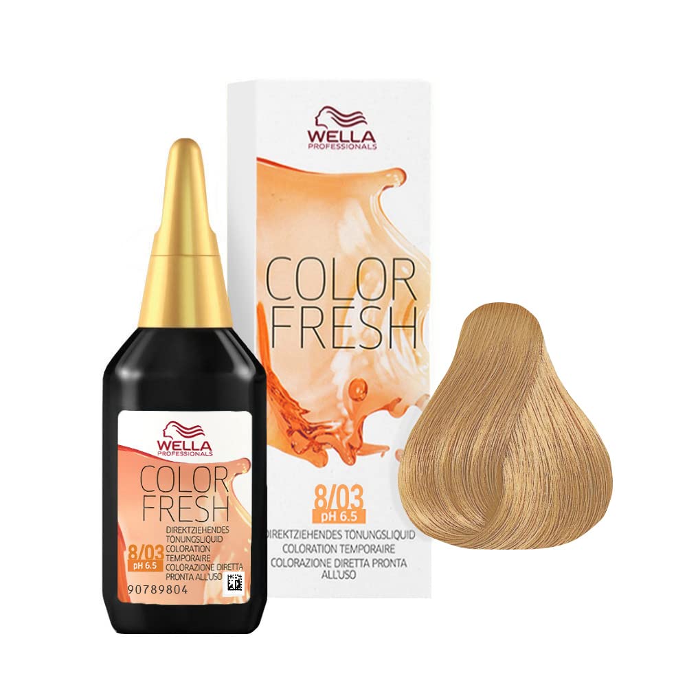 Wella Colour Fresh Semi-Permanent Hair Colour, No. 8/03 Light Natural Gold, 75 ml