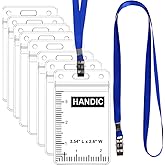 50pcs Clear Badge Holder with Lanyard Waterproof Type Clear ID Badge Holder with Lanyards for Name Tags ID Card (Blue, Vertical)