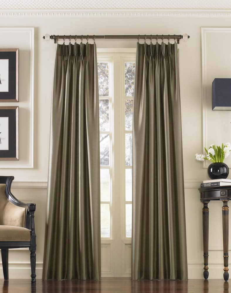 Curtainworks Marquee Faux Silk Pinch Pleat Curtain Panel, 30 by 132", Bronze,1Q800003BZ