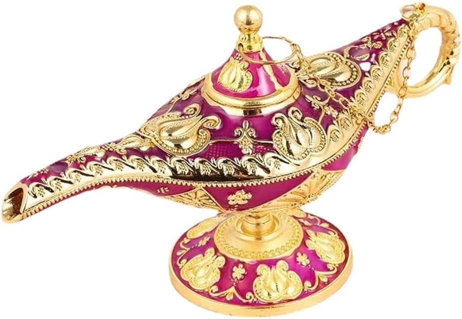 Oil Lamps & Accessories - Vintage Aladdin Magic Genie Lamp Pot, Wishing Light Alloy Arabian Lamp Jewelry Box for Home Party /Wedding Table Decoration & Gift (Medium/Purple)