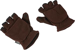 GLEAVI Men's Convertible Winter Gloves Thermal Insulation, Half Finger Fingerless Gloves Flap Cover, Coffee