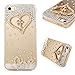 iPhone SE Case,Iphone5S Case,iPhone 5 Case - Mavis's Diary Luxury 3D Handmade Bling Crystal Golden Love Heart Cross with Shiny Sparkle Rhinestone Diamonds Girly Clear Hard Cover with Soft Clean Cloth