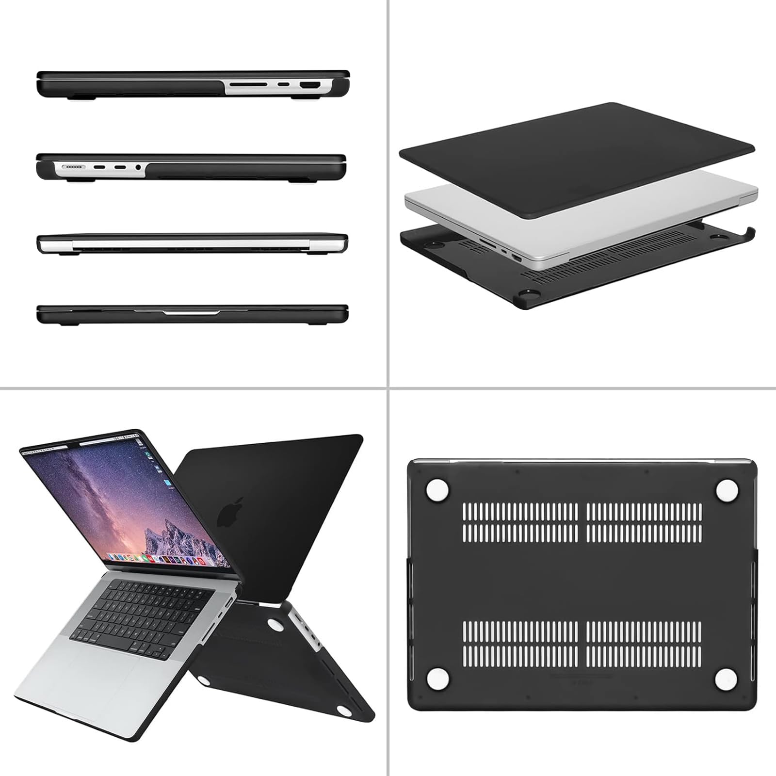 MOSISO Compatible with MacBook Pro 16 inch Case 2025 2024 2023 2022 2021 M4 M3 M2 M1 A3403 A3186 A2991 A2780 A2485 Pro Max, Plastic Hard Shell&Keyboard Cover&Screen Film&Storage Bag, Black
