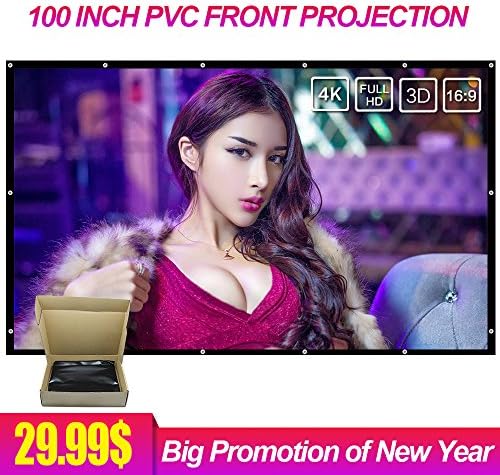Meitoot 100-inch 16:9 Outdoor Movie Projector Screen HD Home Theater Projection Screen Portable (Foldable PVC Fabric Matte White)