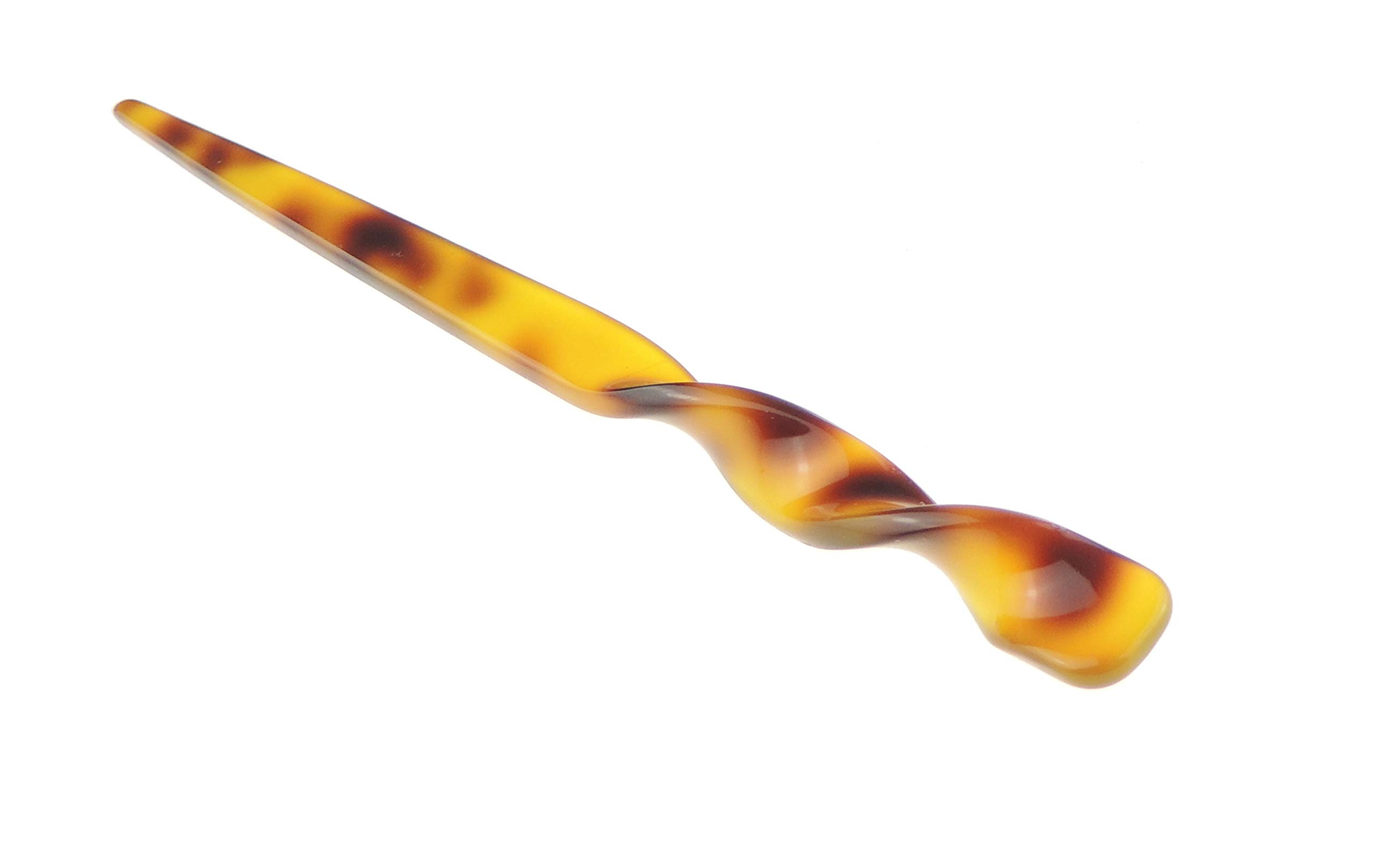 Womens Retro Boho Twist Bridal Wedding Party Bridesmaid Christmas Gift Banana Styling Hair Accessories Pins Bun Holder Chignon Brooch Hairpin Slide Jewelry Updo Chopsticks Stick Marbled (Mid Brown)