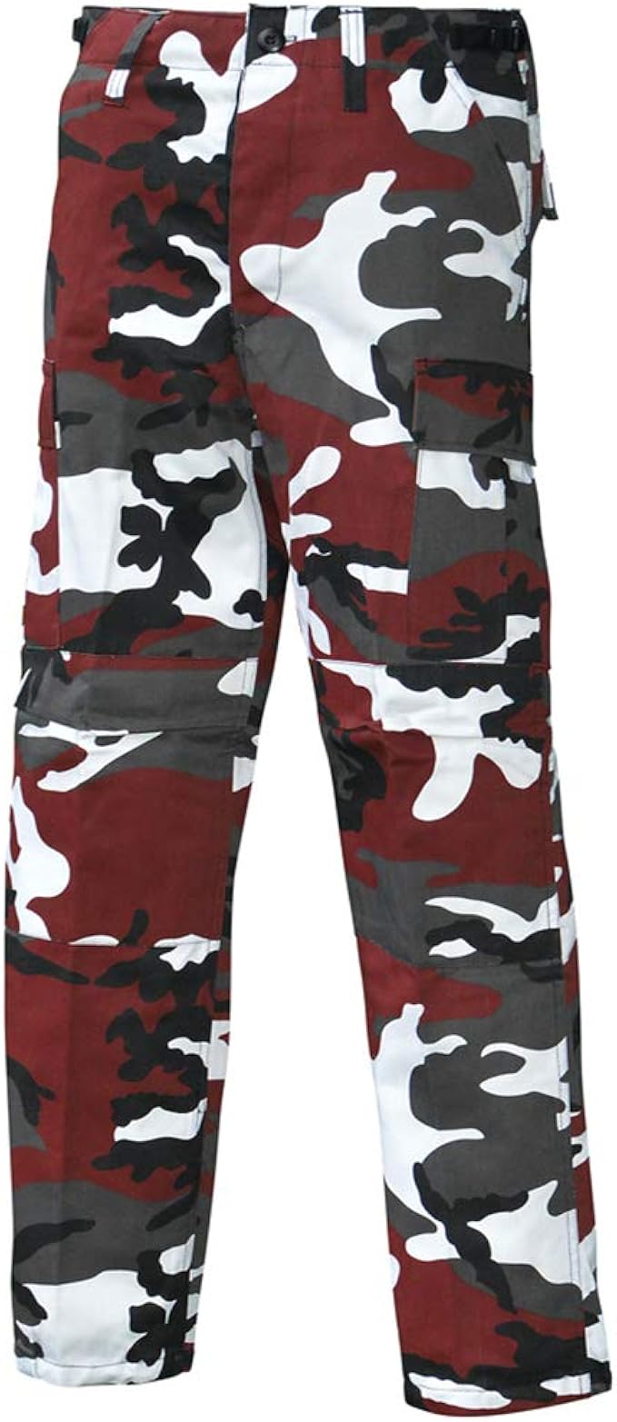 red combat pants