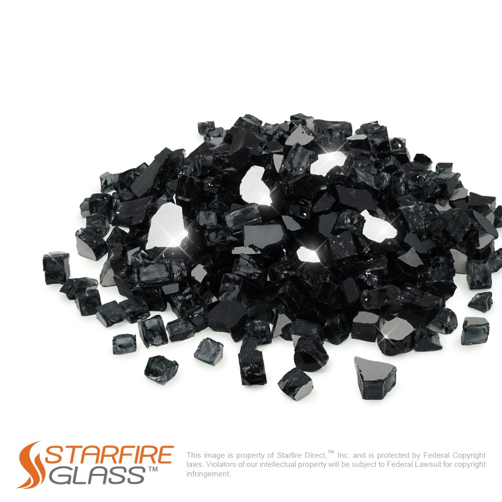 Starfire Glass 20Pound Fire Glass 1/2Inch Onyx Black
