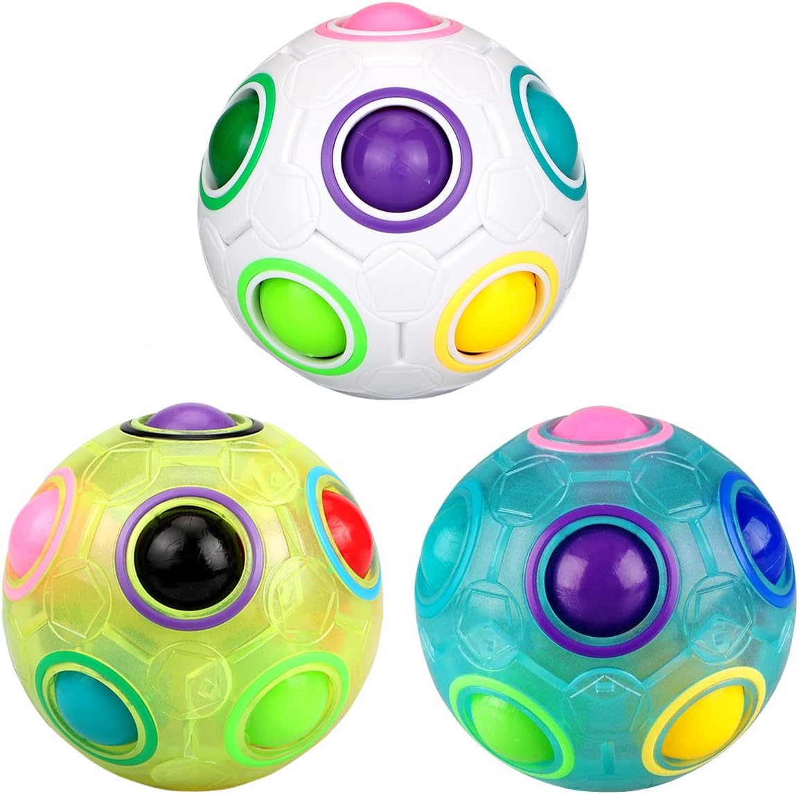 Dreampark Rainbow Puzzle Ball, 3 Pack Rainbow Magic Ball Puzzle Fidget Toys Race Game for Kids