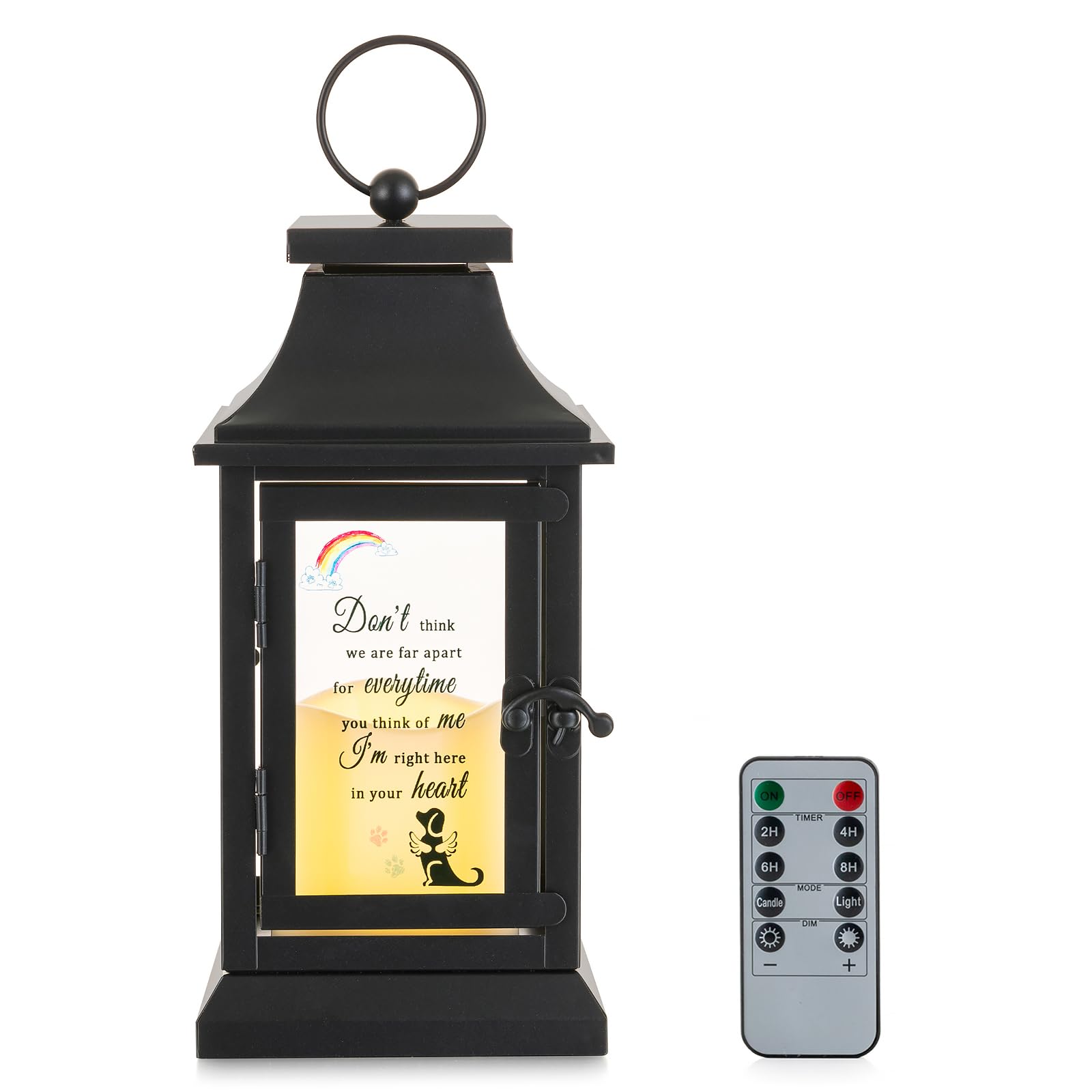 Memorial Lantern Loss of Dog Sympathy Gifts - Romadedi Pet in Memory Gift for Dogs Remembrance Funeral Passing Away with LED Candle Personalized Black Metal Lanterns