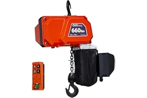 Prowinch Electric Chain Hoist 110V 660lb Lifting Capacity, Single Speed Mini Hoist Lift, 10ft G80 Chain with Wireless Remote Control