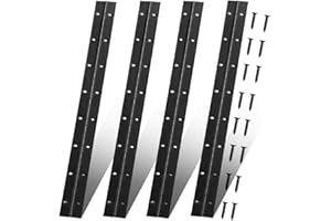 FVSEC 4 Pack 16 Inch Piano Hinge, Heavy Duty Continuous Hinge with Holes for Cabinets Boat Marine Door, 304 Stainless Steel 0.04" Leaf Thickness 1.2'' Open Width (Black)