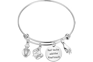 BAUNA Manicurist Bangle Bracelet Nail Technician Jewelry Nail Techs Add The Final Touch Nail Graduation Gift for Nail Artist Beautician
