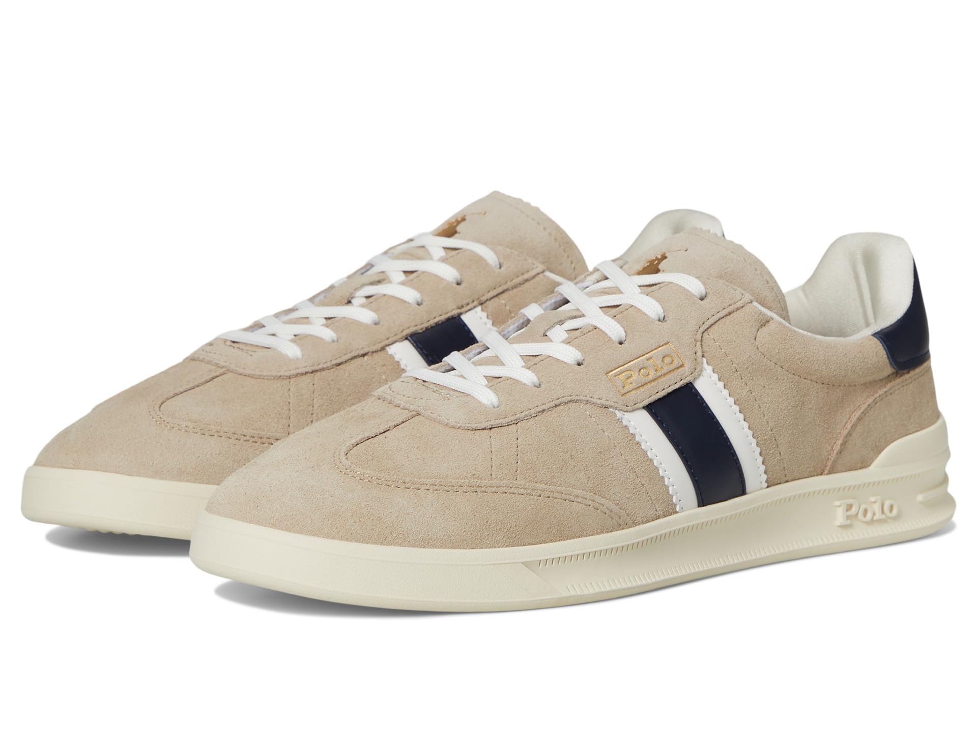 POLO RALPH LAUREN Men Heritage Aera Suede Sneakers Milkshake/Navy/White 11 Medium