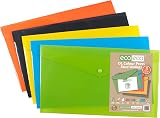 eco-eco DL 50% Recycled Press Stud Wallets Pack of 5 Assorted Colours