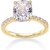 PAVOI 14K Gold Plated Engagement Rings for Women | Promise Wedding Band | 1.25CT Cushion Cut Round Oval Cubic Zirconia Fake Engagement Ring