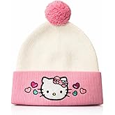 Hello Kitty Beanie Cap for Women & Girls | Sanrio Winter Pom Pom Hats | Kawaii Cat | One Size | Officially Licensed
