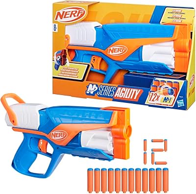 Hasbro Nerf N Series Blaster Agility con Tamburo Rotante da 6 Dardi, Include 1 Blaster di Plastica e 12 Dardi di Gommapiuma, Idea Regalo per Bambini e Bmbine dagli 8 Anni in Su