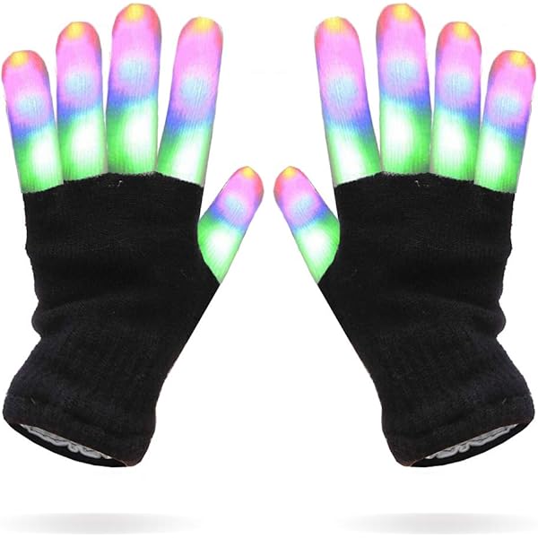 LED Light Up Gloves Finger Lights | 3 Colors 6 Modes Flashing | Kids Party Toys