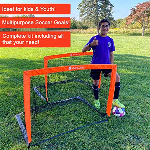 Azlulu Portable Soccer Goal Set 4x3ft Pop Up Soccer Goals for Kids